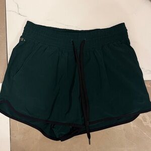Abercrombie YPB Women’s Athletic Drawstring Shorts - Dark Green Black Piping